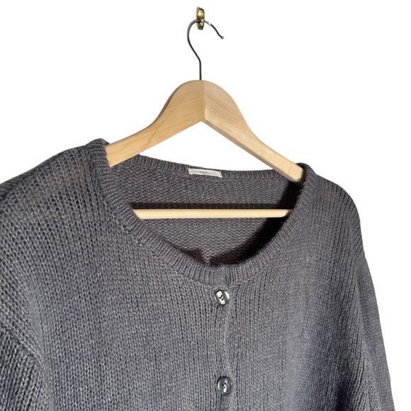 Nia Ariana Grey Cardigan Wool Blend Button Front Knit Sweater Womens Size Medium - Picture 6 of 7